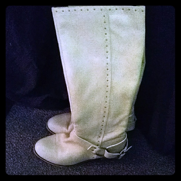 tall cream boots